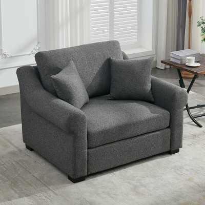 Sapphtopaz 44.5" Modern Accent Chair Chenille Oversized Armchair Comfy Chair with L-Shape Legs and Pillows Chairs for Living Room, Bedroom