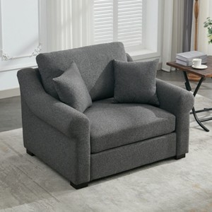 Sapphtopaz 44.5" Modern Accent Chair Chenille Oversized Armchair Comfy Chair with L-Shape Legs and Pillows Chairs for Living Room, Bedroom - 1 of 4