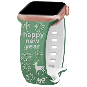 HTUTWOO Tow-Tone Engraved Apple Watch Band, New Year Silicone Sport Strap 38/40/41/42/44/45/49mm for iWatch Series 10 9 8 7 6 5 4 3 2 SE Ultra - 1 of 4