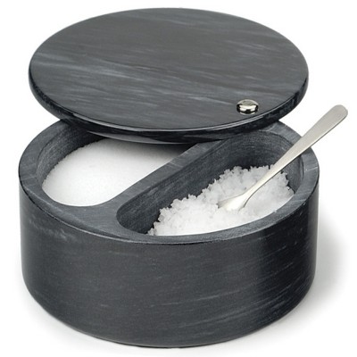 Photo 1 of RSVP Marble Swivel Top Dual Compartment Salt Box
