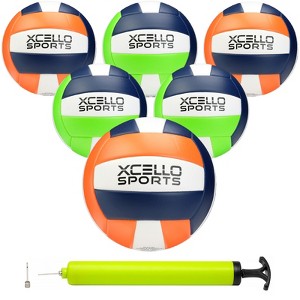 Xcello Sports Volleyball Assorted Colors Navy/Orange and Navy/ Lime Green with Pump (Pack of 6) - 1 of 4