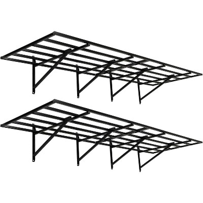 Heavy Duty Garage Wall Shelving with Hooks,Storage Shelve(Black, 2 Pack)