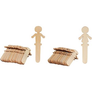 Juvale 100-Pack Wooden People Shaped Craft Sticks, 5.8 x 2 x 0.1 Inch for DIY Arts and Crafts Projects, Crafting Supplies - 1 of 4