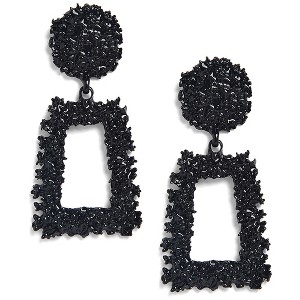 SOHI Women's Black  Textured Geometric Drop Earrings - 1 of 3