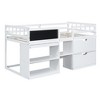 Low Loft Bed with Rolling Desk and Storage Shelves, Wood Twin Size Loft Beds with 2 Drawers and Chalkboard for Kids - 4 of 4