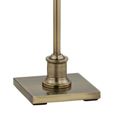 Adjustable Antique Brass Floor Lamp with Rust Brown Linen Shade