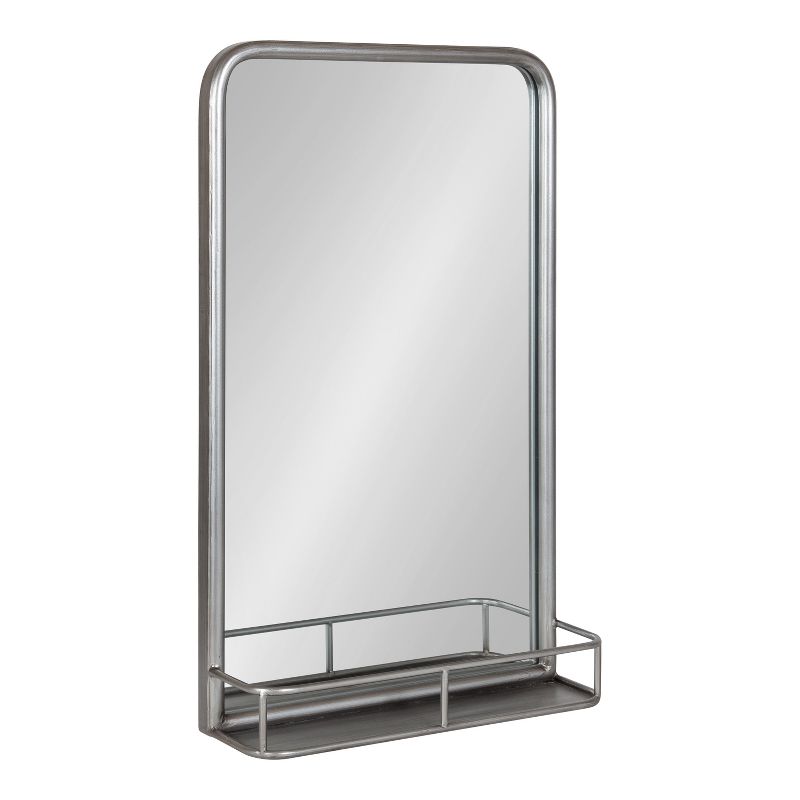 Kate and Laurel Estero Metal Framed Radius Rectangle Wall Mirror with Shelf, 1 of 9