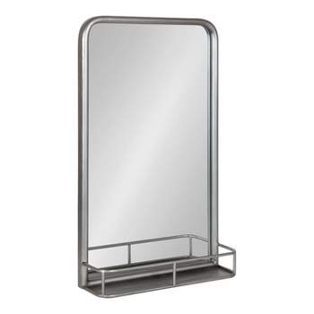 Kate and Laurel Estero Metal Framed Radius Rectangle Wall Mirror with Shelf