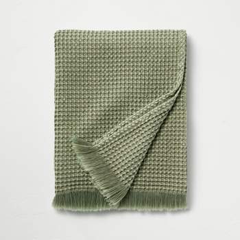 Waffle Knit Throw Blanket Washed Green - Hearth & Hand™ with Magnolia