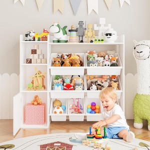 Kids Toy Storage Organizer with 8 Removable Toy Bins, 4-Tier Toy Organizers Kid Bookshelf and Toy Storage for Study Room，Small - 1 of 4