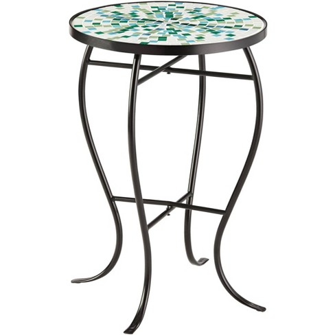 Teal Island Designs Aqua Mosaic Black Iron Outdoor Accent Table Target