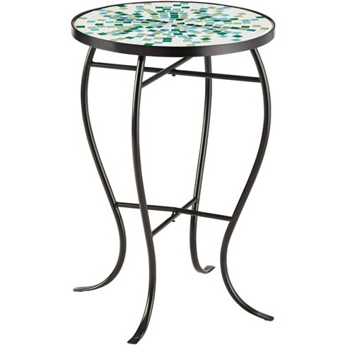 Teal Island Designs Aqua Mosaic Black, Mosaic Outdoor Side Table