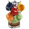 Gibson Home Color Cafe 13 Piece Espresso Mug and Saucer Set with Metal Rack  in Assorted Colors