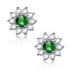 Guili Emerald Luster Cubic Zirconia Sterling Silver Rhodium Plated Round Cut Elegant Stud Earrings with a Classic Vintage Appeal Style - 2 of 3