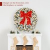 Best Choice Products Artificial Pre-Lit Flocked Fir Christmas Wreath Décor w/ Red Bow, LED Lights, Tips, Plug-In - image 4 of 4