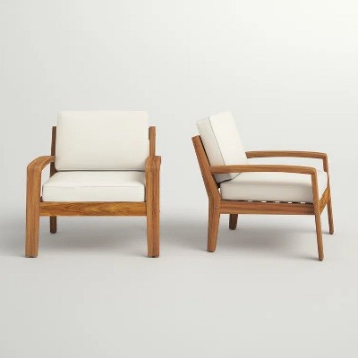 Sapphtopaz Outdoor Dining Chairs Modern Outdoor Patio Chairs with Wood Frame, Cushions for Garden, Balcony