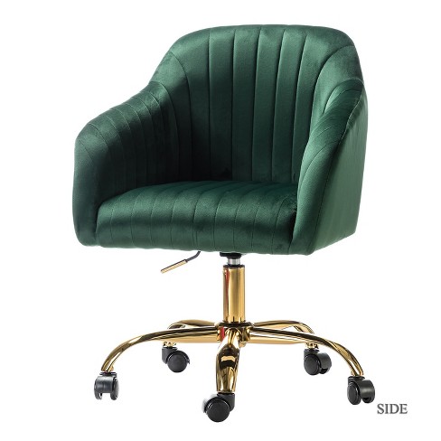 Green velvet chair desk new arrivals