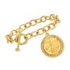 Ross-Simons Italian 18kt Gold Over Sterling Replica Lira Coin and Oval Link Toggle Bracelet - 3 of 4