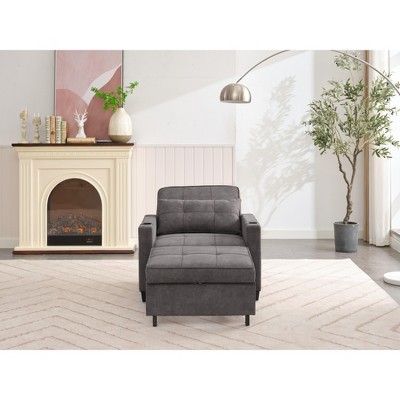 CAVINAS 3 in 1 Chair Bed Sleeper for Adults, Modern Futon Sofa Bed, Pull-ut Convertible Couch for Living Room, Dark Gray