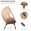 Grid Style PE Wicker Weaving Patio Egg Chair With Natural Color Rattan Beige Cushion,Basket Shape Egg Chair With Metal Legs -Maison Boucle - 4 of 4