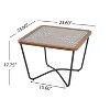 NicBex Outdoor Side Table, Solid Pine Wood with Hollow Edge Design, Antique Gold Frame + Natural Wood Top - 4 of 4