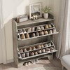 Shoe Storage Cabinet with 2 Flip Drawers, Narrow Shoe Cabinet for Entryway, Freestanding Hidden Slim Shoe Organizer Cabinet - 4 of 4