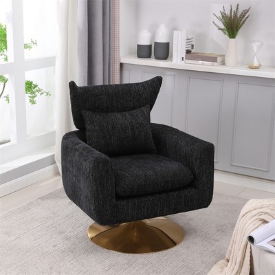 Swivel Accent Chair, Upholstered 360°Barrel Chair, Comfy Sofa Reading Chair, Single Armchair with Pillow for Living Room Bedroom Office Nursery