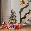 3 Ft Pre-Lit Christmas Tree With 78 LED Lights, Artificial Tree With Snowflakes and Red Berries, For Home, Porch, Office, Party, White - 2 of 4