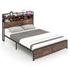 Costway Full/Queen Size Bed Frame with Storage Headboard and Charging Station Vintage Brown - 4 of 4