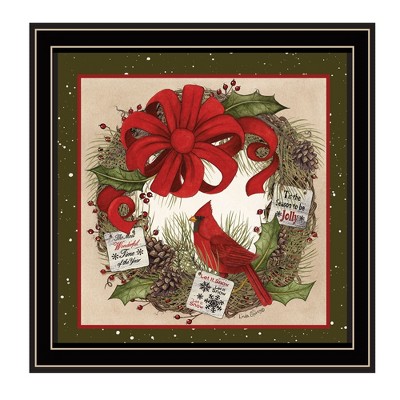 HomeRoots Cardinal Wreath Black Framed Wall Art