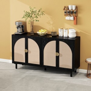 Okak Modern Bedroom Dressers with 2 Rattan Door 3 Drawer,Chest of Drawers for Living Room Bedroom,Entryway Study,Wooden Dresser Cabinet - 1 of 4