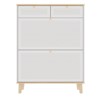 SKRAN Shoe cabinet with 2 flip-up doors and 2 drawers,narrow shoe rack cabinet,freestanding shoe organizer for entryway,with natural wood legs - 4 of 4