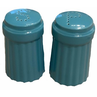 Omniware Simsbury Salt & Pepper Shaker Set, 6oz Stoneware Dispensers with Distinctive "S" & "P" Lids, Lead-Free Glaze, Dishwasher Safe