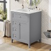 Gulches 24 Inch 1 Sink Freestanding Gray Bath Vanity with White Ceramic Top 3 Drawers Cabinet Adjustable Shelves - 2 of 4