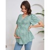 Maternity Drawstring V Neck Top Casual Short Sleeve Pregnancy T-Shirt - 4 of 4