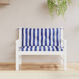 vidaXL Garden Bench Cushions 2pcs Blue&White Stripe 39.4 in.x19.7 in.x2.8 in. Fabric - 1 of 4