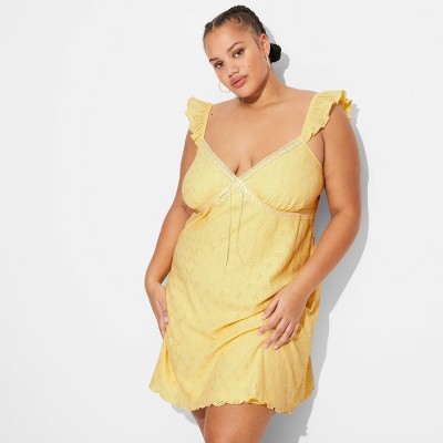 Women's Ruffle Sleeve Eyelet Mini A-Line Dress - Wild Fable™