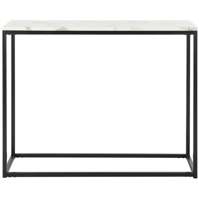 Transitional Grey Marble Top Console Table with Black Frame