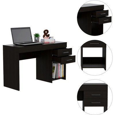 Vynxaria Austin Writing Desk - Stylish Computer Desk with Two Drawers & Open Shelf