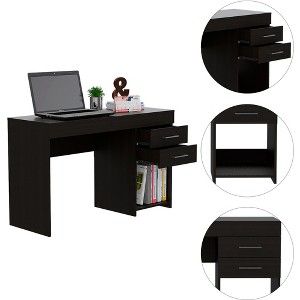 Vynxaria Austin Writing Desk - Stylish Computer Desk with Two Drawers & Open Shelf - 1 of 4