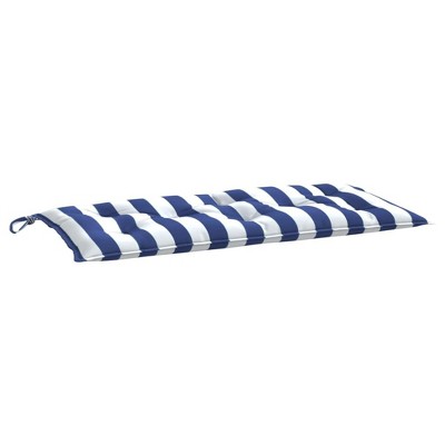 vidaXL Blue and White Striped Garden Bench Cushion - 39.4"x19.7"x2.8" - Water-Resistant Oxford Fabric with Hollow Fiber Filling and Non-Slip Design