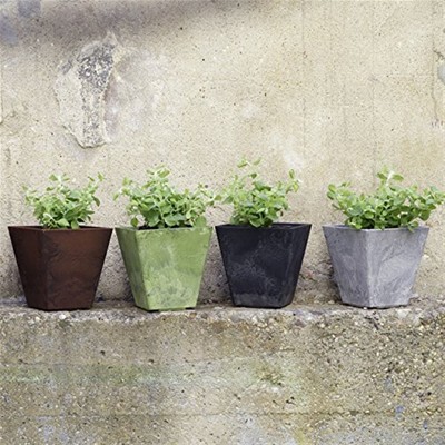 Ella Square Black Resin Planter for Indoor and Outdoor Use