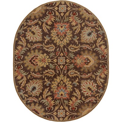 Braided BRD313 Hand Woven Area Rug - Brown/Multi - 6'x9' Oval