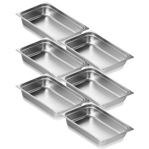 VEVOR 6 Pack Hotel Pans, Full Size Anti-Jam Steam Pan, 0.8mm Thick Stainless Steel Restaurant Steam Table Pan, 4-Inch Deep Commercial Table Pan - 1 of 4