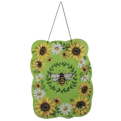 Home & Garden 16.0" Bumblebee Sunflower Hang Around Indoor Outdoor Custom Decor  -  Decorative Door Danglers