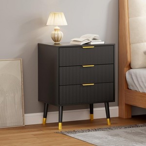Garvee 3-Drawer Metal Dresser with Polished Finish, Space-Saving Modern Organizer for Bedroom, Living Room, Hallway – 28.5" x 23.6" x 15.4" - 1 of 4