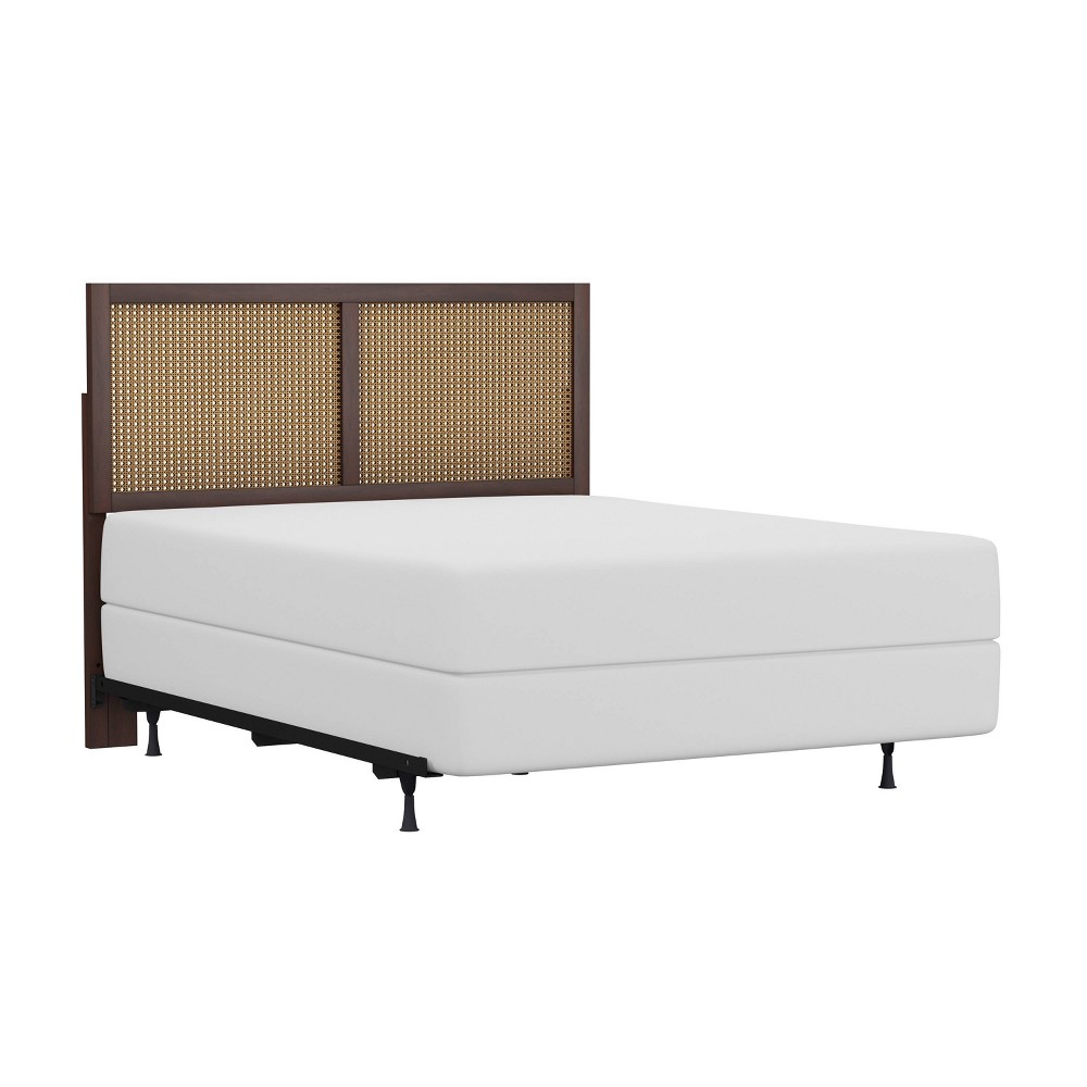 Photos - Bed Frame Full/Queen Serena Wood and Cane Panel Headboard with Frame Chocolate - Hil