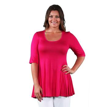 24seven Comfort Apparel Womens Elbow Swing Plus Size Tunic Top