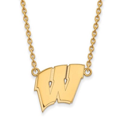 Black Bow Jewelry 10k Yellow Gold Wisconsin Badgers NCAA Necklace 18 Inch