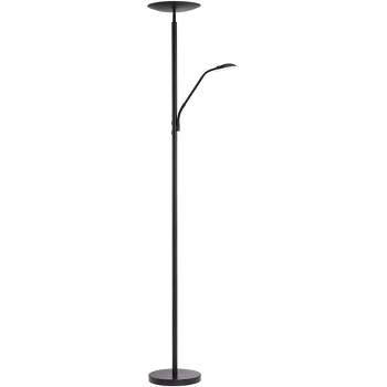 360 Lighting Modern Floor Lamp with Reading Light LED 71.5" Tall Decker Black Metal Acrylic Diffuser for Living Room Reading Office
